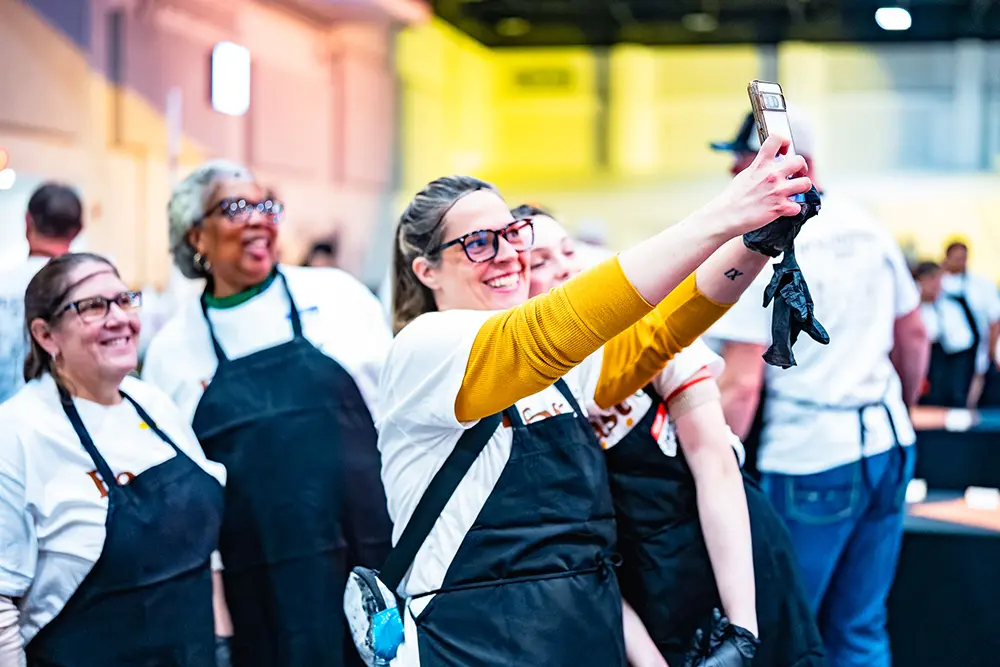 Group of volunteers posing for a selfie