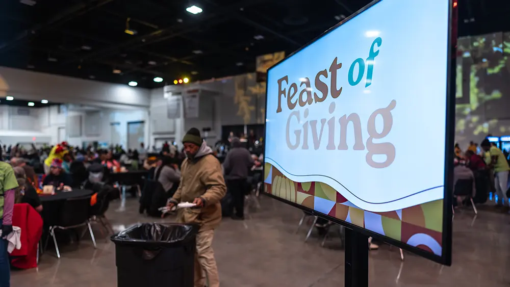 Display in Dayton Convention Center promoting Feast of Giving